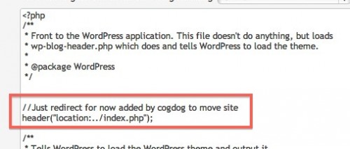 Wordpress+index.php+redirects+to+index.html