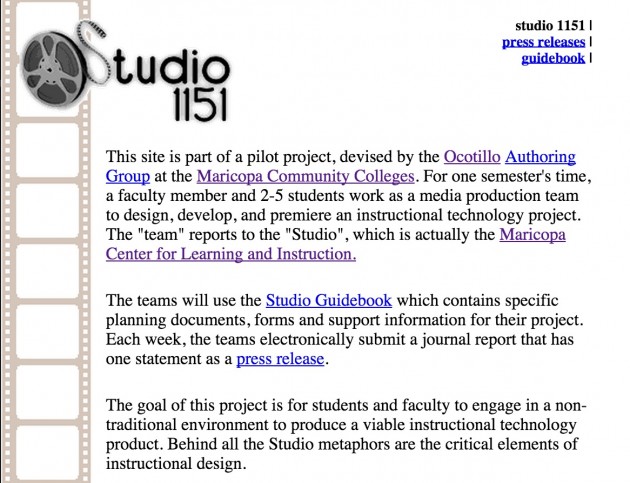 The Studio 1151 project, circa 1996, Maricopa Center for Learning & INstruction