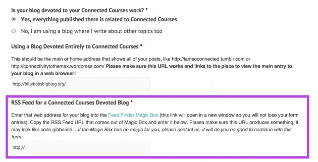 From the Connected Courses blog sign up form