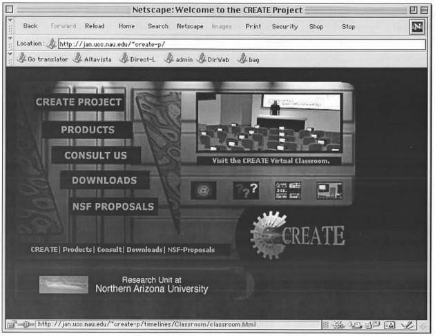 CREATE Project from Northern Arizona, vintage 1999! Netscape browser too.