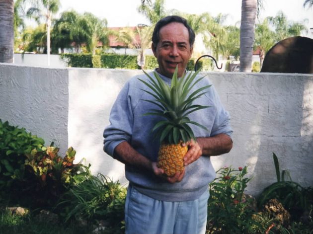 Dad and his prize pineapple