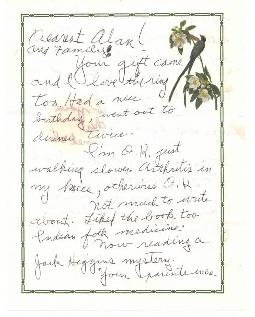 Page 1 of grandma's letter, mostly a telling of what she had been doing.