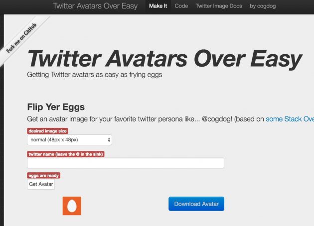 Initial view of Twitter Eggs Over Easy