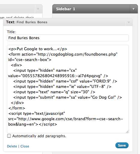 search widget