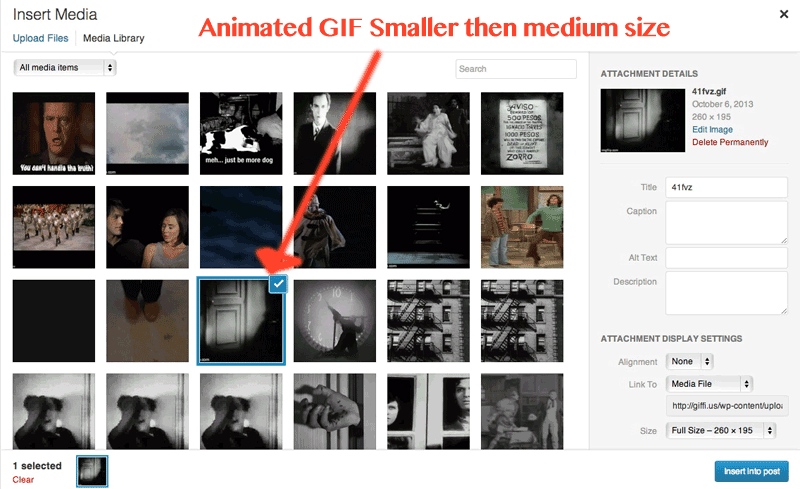 Uploaded animated GIFs of 4MB or larger appear very small
