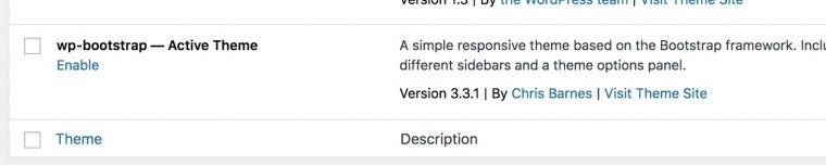 Theme settings suggested wp-bootstrap was still active