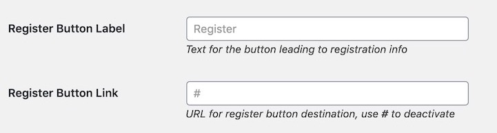 New options for a Register Button Label and link