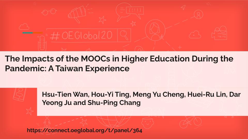 A sample title side with session name "The Impacts of the MOOCs in Higher Education During the Pandemic: A Taiwan Experience" a list of 8 presenters, and a URL. The details don't matter. Yet.