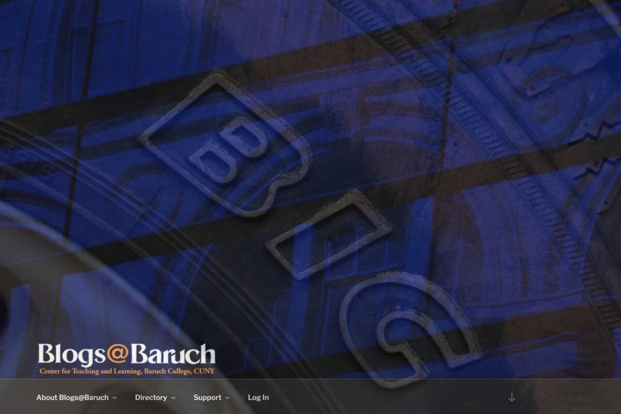 Blogs@Baruch web site superimposed on photo of a truck tire with large text on the tread reading - BIG.
